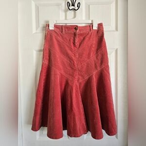 Anthropologie Sitwell Red A-Line Corduroy Skirt